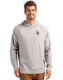 Minnesota Vikings Cutter & Buck Adapt Recycled Soft Knit Stretch Mens Heathered Hooded Pullover Polished Heather Front