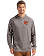 Cincinnati Bengals Historic Cutter & Buck Adapt Knit Recycled Mens Heathered Hooded Pullover Black Heather Front