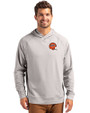 Cincinnati Bengals Historic Cutter & Buck Adapt Recycled Soft Knit Stretch Mens Heathered Hooded Pullover Polished Heather Front