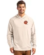Cincinnati Bengals Historic Cutter & Buck Adapt Recycled Soft Knit Stretch Mens Heathered Hooded Pullover Wheat Heather Front