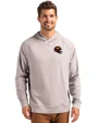 Washington Commanders NFL Helmet Cutter & Buck Adapt Knit Recycled Mens Heathered Hooded Pullover Polished Heather Front