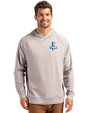 Detroit Lions Historic Cutter & Buck Adapt Knit Recycled Mens Heathered Hooded Pullover Polished Heather Front
