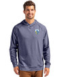 Los Angeles Chargers Historic Cutter & Buck Adapt Knit Recycled Mens Heathered Hooded Pullover Navy Blue Heather Front