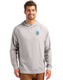 Los Angeles Chargers Historic Cutter & Buck Adapt Recycled Soft Knit Stretch Mens Heathered Hooded Pullover Polished Heather Front