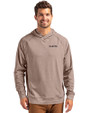 New Orleans Saints Monochromatic Cutter & Buck Adapt Recycled Soft Knit Stretch Mens Heathered Hooded Pullover Mushroom Heather Front