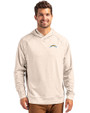 Los Angeles Chargers Cutter & Buck Adapt Recycled Soft Knit Stretch Mens Heathered Hooded Pullover Wheat Heather Front