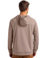 Cleveland Browns Monochromatic Cutter & Buck Adapt Recycled Soft Knit Stretch Mens Heathered Hooded Pullover Mushroom Heather Back
