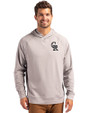 Colorado Rockies Mono Cutter & Buck Adapt Knit Recycled Mens Heathered Hooded Pullover Polished Heather Front