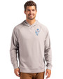 Tennessee Titans Historic Cutter & Buck Adapt Knit Recycled Mens Heathered Hooded Pullover Polished Heather Front