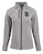 San Diego Padres Mono Cutter & Buck Peshastin Fleece Recycled Womens Full Zip Jacket EGH_MANN_HG 1