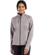 New England Patriots Mono Cutter & Buck Peshastin Fleece Recycled Womens Full Zip Jacket Elemental Grey Heather Front
