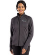 Denver Broncos Mono Cutter & Buck Peshastin Fleece Recycled Womens Full Zip Jacket Black Heather Front