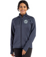 Washington Nationals Mono Cutter & Buck Peshastin Fleece Recycled Womens Full Zip Jacket Navy Blue Heather Front