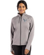 Houston Texans Mono - Cutter & Buck Peshastin Fleece Recycled Womens Full Zip Jacket Elemental Grey Heather Front
