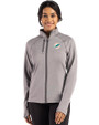 Miami Dolphins Cutter & Buck Peshastin Recycled Grid Fleece Womens Full Zip Jacket Elemental Grey Heather Front