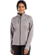 New York Yankees Mono Cutter & Buck Peshastin Fleece Recycled Womens Full Zip Jacket Elemental Grey Heather Front