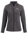 Los Angeles Chargers Cutter & Buck Peshastin Fleece Recycled Womens Full Zip Jacket Black Heather Mannequin