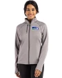 Seattle Seahawks Historic Cutter & Buck Peshastin Recycled Grid Fleece Womens Full Zip Jacket Elemental Grey Heather Front