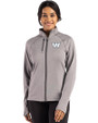 Washington Commanders Mono Cutter & Buck Peshastin Fleece Recycled Womens Full Zip Jacket Elemental Grey Heather Front