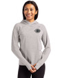 Cincinnati Reds Mono Cutter & Buck Adapt Knit Recycled Womens Heathered Hooded Pullover Polished Heather Front