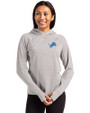 Detroit Lions Cutter & Buck Adapt Knit Recycled Womens Heathered Hooded Pullover Polished Heather Front