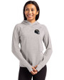 Baltimore Ravens NFL Helmet Cutter & Buck Adapt Knit Recycled Womens Heathered Hooded Pullover Polished Heather Front