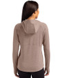 Buffalo Bills Monochromatic Cutter & Buck Adapt Recycled Soft Knit Stretch Womens Hooded Pullover Mushroom Heather Back