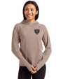 Chicago Bears Monochromatic Cutter & Buck Adapt Recycled Soft Knit Stretch Womens Hooded Pullover Mushroom Heather Front