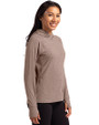 New Orleans Saints Monochromatic Cutter & Buck Adapt Recycled Soft Knit Stretch Womens Hooded Pullover Mushroom Heather Side