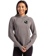 Pittsburgh Steelers NFL Helmet Cutter & Buck Adapt Knit Recycled Womens Heathered Hooded Pullover Black Heather Front