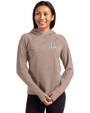 Cinicinnati Bengals Monochromatic Cutter & Buck Adapt Recycled Soft Knit Stretch Womens Hooded Pullover Mushroom Heather Front