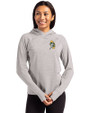 Green Bay Packers Historic Cutter & Buck Adapt Knit Recycled Womens Heathered Hooded Pullover Polished Heather Front