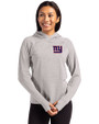New York Giants Cutter & Buck Adapt Knit Recycled Womens Heathered Hooded Pullover Polished Heather Front