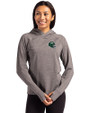 New York Jets NFL Helmet Cutter & Buck Adapt Knit Recycled Womens Heathered Hooded Pullover Black Heather Front