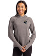 Jacksonville Jaguars NFL Helmet Cutter & Buck Adapt Knit Recycled Womens Heathered Hooded Pullover Black Heather Front