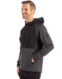 New York Jets Historic Cutter & Buck Peshastin Fleece Recycled Mens Hybrid Jacket Black Heather Side