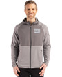 New York Giants Mono Cutter & Buck Peshastin Fleece Recycled Mens Hybrid Jacket Elemental Grey Heather Front
