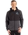 Detroit Lions NFL Helmet Cutter & Buck Peshastin Fleece Recycled Mens Hybrid Jacket Black Heather Front