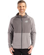 Carolina Panthers Mono Cutter & Buck Peshastin Fleece Recycled Mens Hybrid Jacket Elemental Grey Heather Front