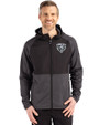 Chicago Bears Mono Cutter & Buck Peshastin Fleece Recycled Mens Hybrid Jacket Black Heather Front