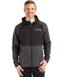 Atlanta Braves Mono Cutter & Buck Peshastin Fleece Recycled Mens Hybrid Jacket Black Heather Front