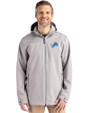Detroit Lions Cutter & Buck Camano Everyday Stretch Recycled Mens Water Resistant Jacket Polished Medium Gray Front