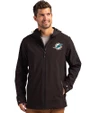 Miami Dolphins Cutter & Buck Camano Everyday Stretch Recycled Mens Water Resistant Jacket Black Front