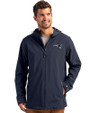 New England Patriots Mono Cutter & Buck Camano Everyday Stretch Recycled Mens Water Resistant Jacket Navy Blue Front