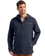 Atlanta Braves Mono Cutter & Buck Camano Everyday Stretch Recycled Mens Water Resistant Jacket Navy Blue Front