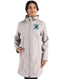 Carolina Panthers Historic Cutter & Buck Camano Everyday Stretch Recycled Womens Water Resistant Jacket Polished Medium Gray Front