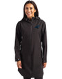 Carolina Panthers Cutter & Buck Camano Everyday Stretch Recycled Womens Water Resistant Jacket Black Front
