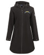 Los Angeles Chargers Cutter & Buck Camano Everyday Stretch Recycled Womens Water Resistant Jacket Black Mannequin