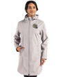 New Orleans Saints NFL Helmet Cutter & Buck Camano Recycled Everyday Stretch Water Resistant Womens Full Zip Jacket Polished Medium Gray Front
