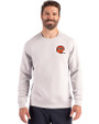 Cincinnati Bengals Historic Cutter & Buck Roam Recycled Buttery-Soft Knit Mens Crew Neck Pullover Solitaire Front